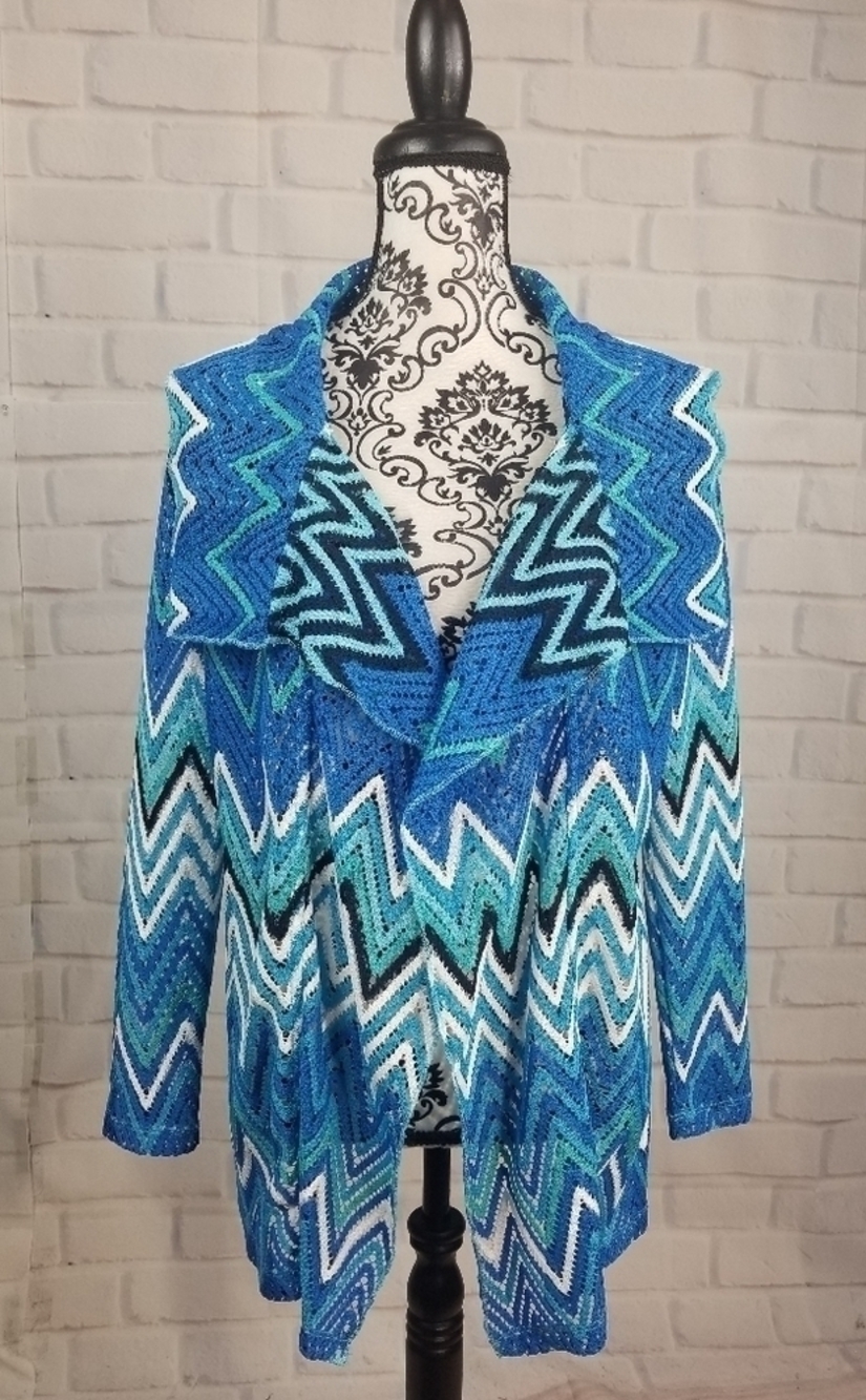 Rafaella studio women's open weave long sleeve open front jacket size small b11